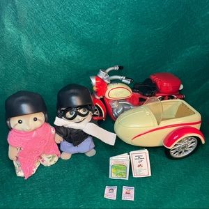 Calico Critters Sylvanian Families Mulberry Raccoon Grandparents Motorcycle Rare